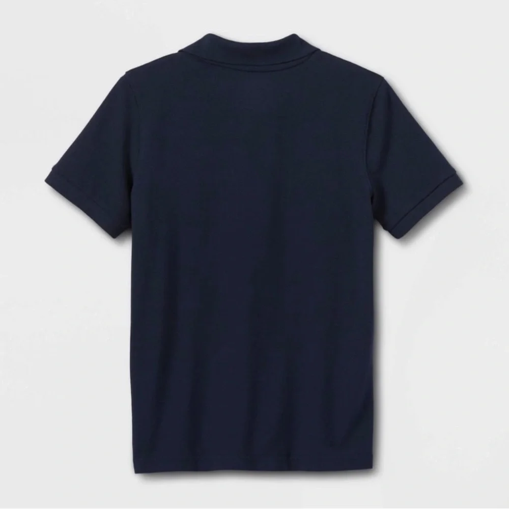 CAT & JACK Boys' Short Sleeve Pique Uniform Navy Polo Shirt - L (12/14)
